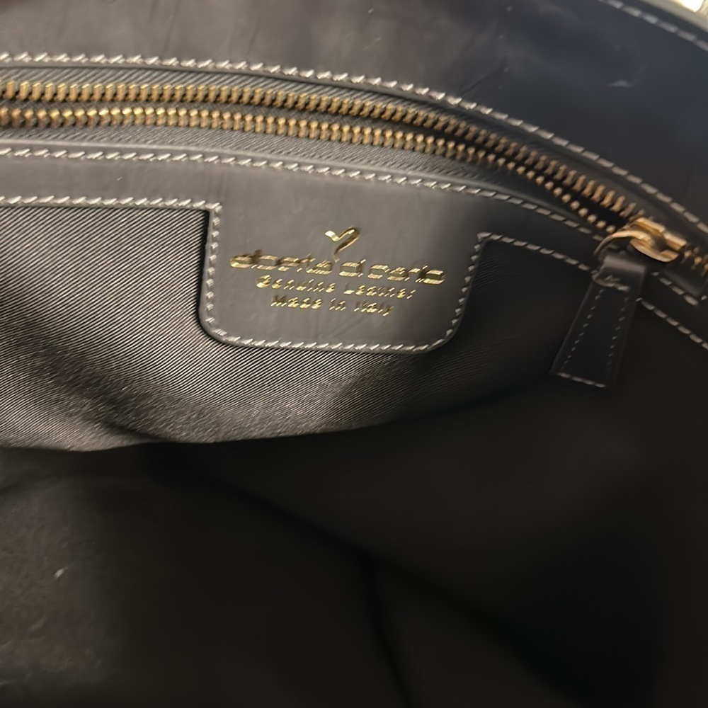 Alberta Di Canio gray leather tote.Approx. 17”wide 14.5 tall expanding width 6”. - Picture 8 of 11